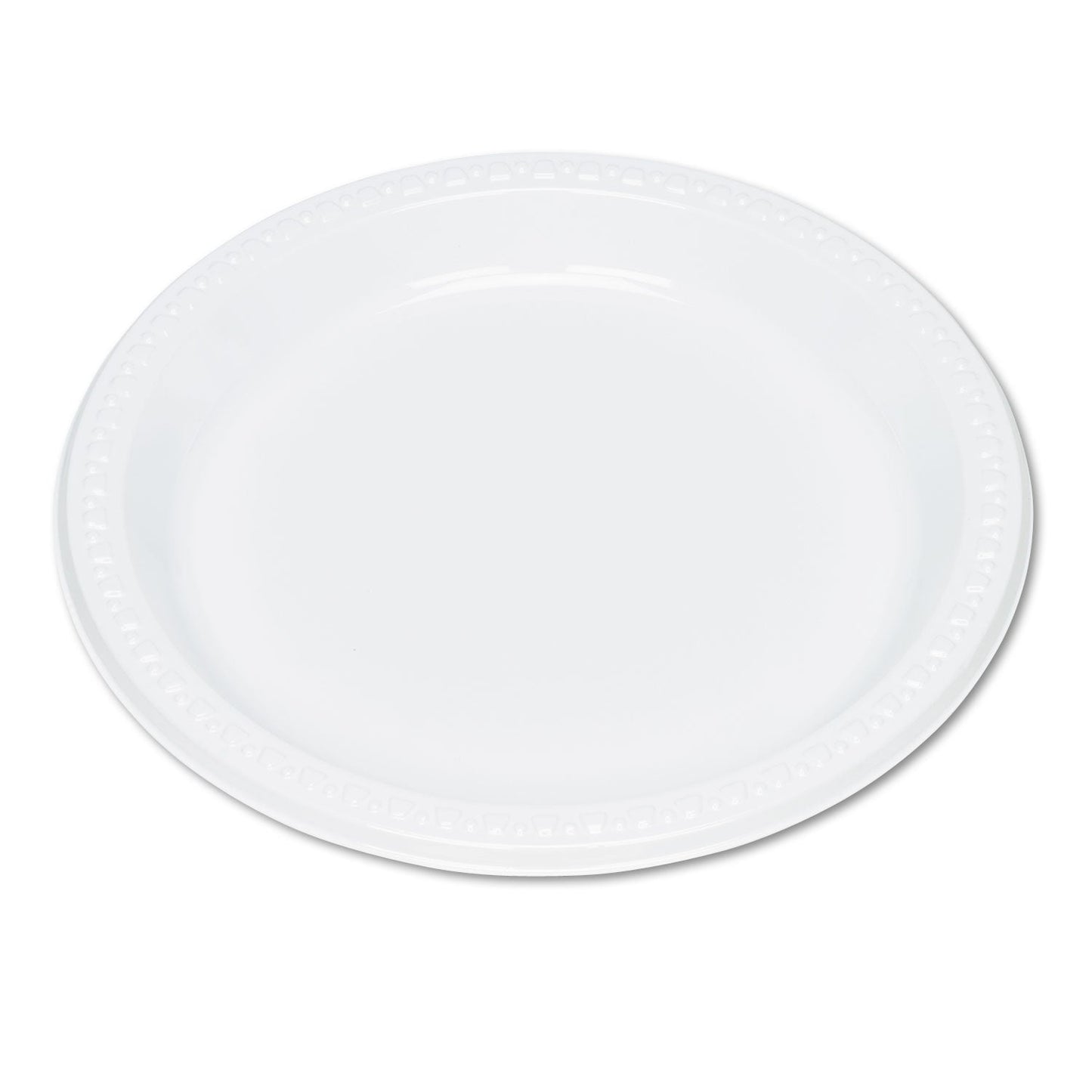 Tablemate Plastic Dinnerware, Plates, 9" dia, White, 500/Carton
