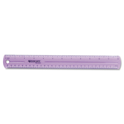 Westcott 12" Jewel Colored Ruler, Standard/Metric, Plastic