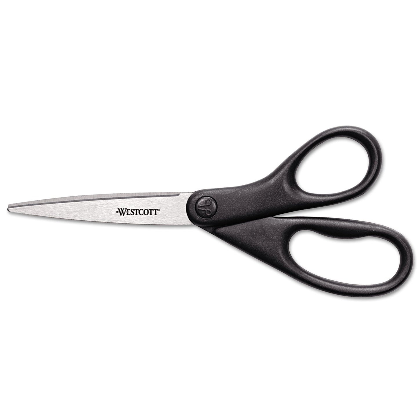 Westcott Design Line Straight Stainless Steel Scissors, 8" Long, 3.13" Cut Length, Black Straight Handle