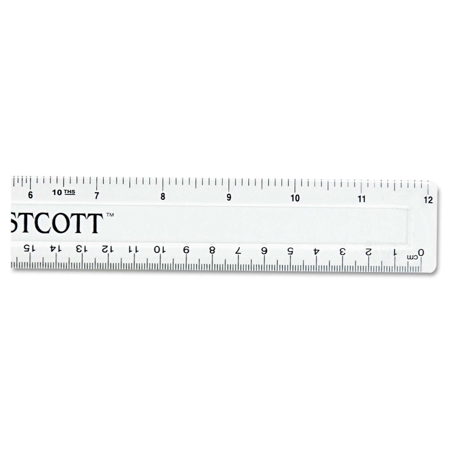 Westcott Non-Shatter Flexible Ruler, Standard/Metric, 12" Long, Plastic, Clear