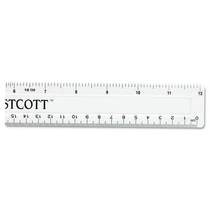 Westcott Non-Shatter Flexible Ruler, Standard/Metric, 12" Long, Plastic, Clear