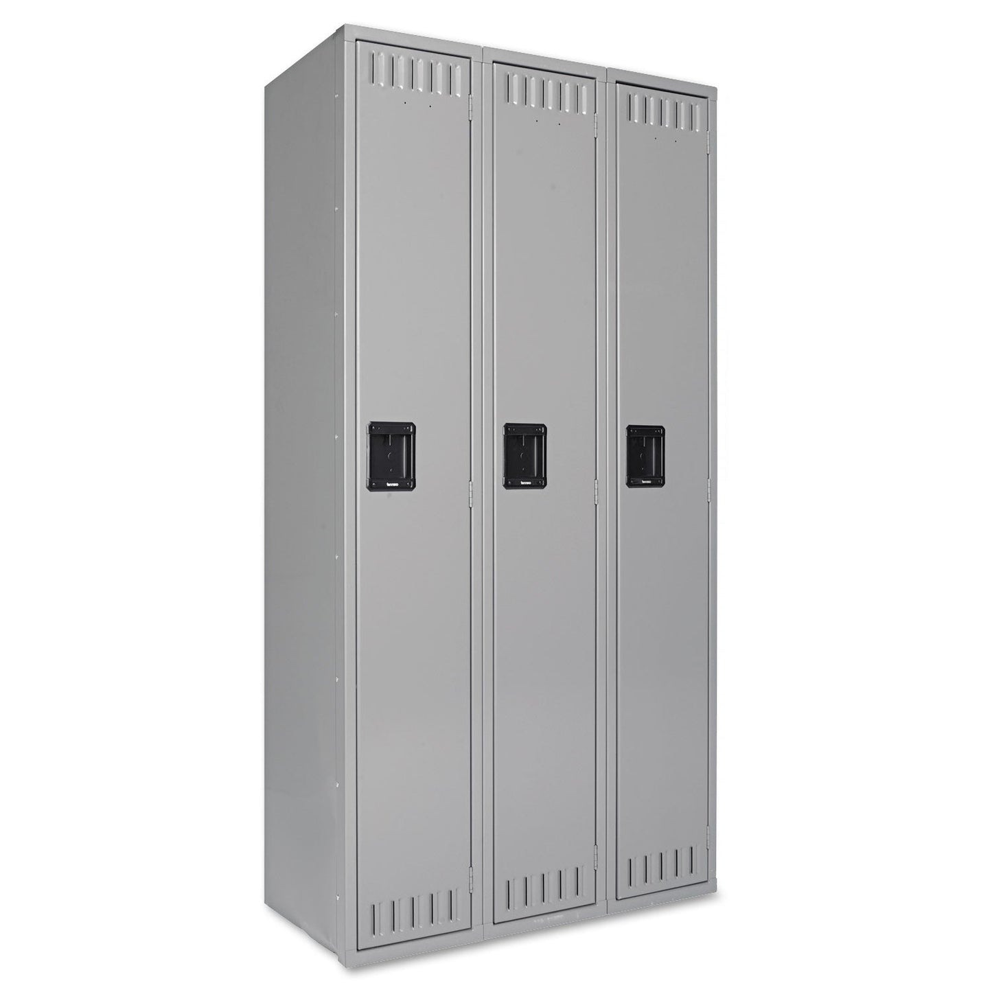Tennsco Single-Tier Locker, Three Lockers with Hat Shelves and Coat Rods, 36" x 18" x 72", Medium Gray