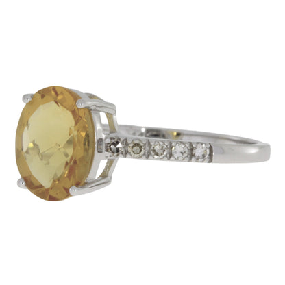 Natural 2.20ct Citrine Diamond Ring 14KT White Gold