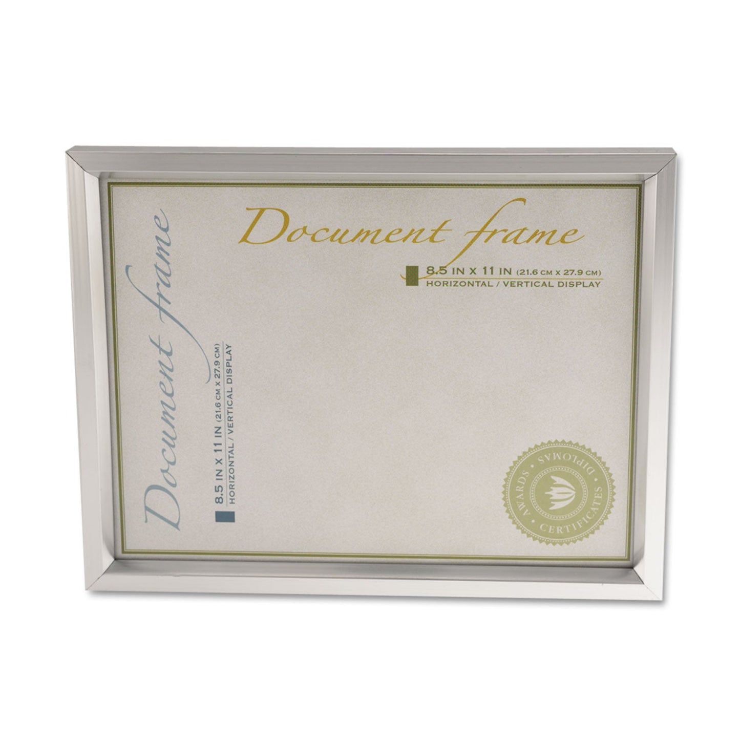 Universal Plastic Document Frame, for 8.5 x 11, Easel Back, Metallic Silver