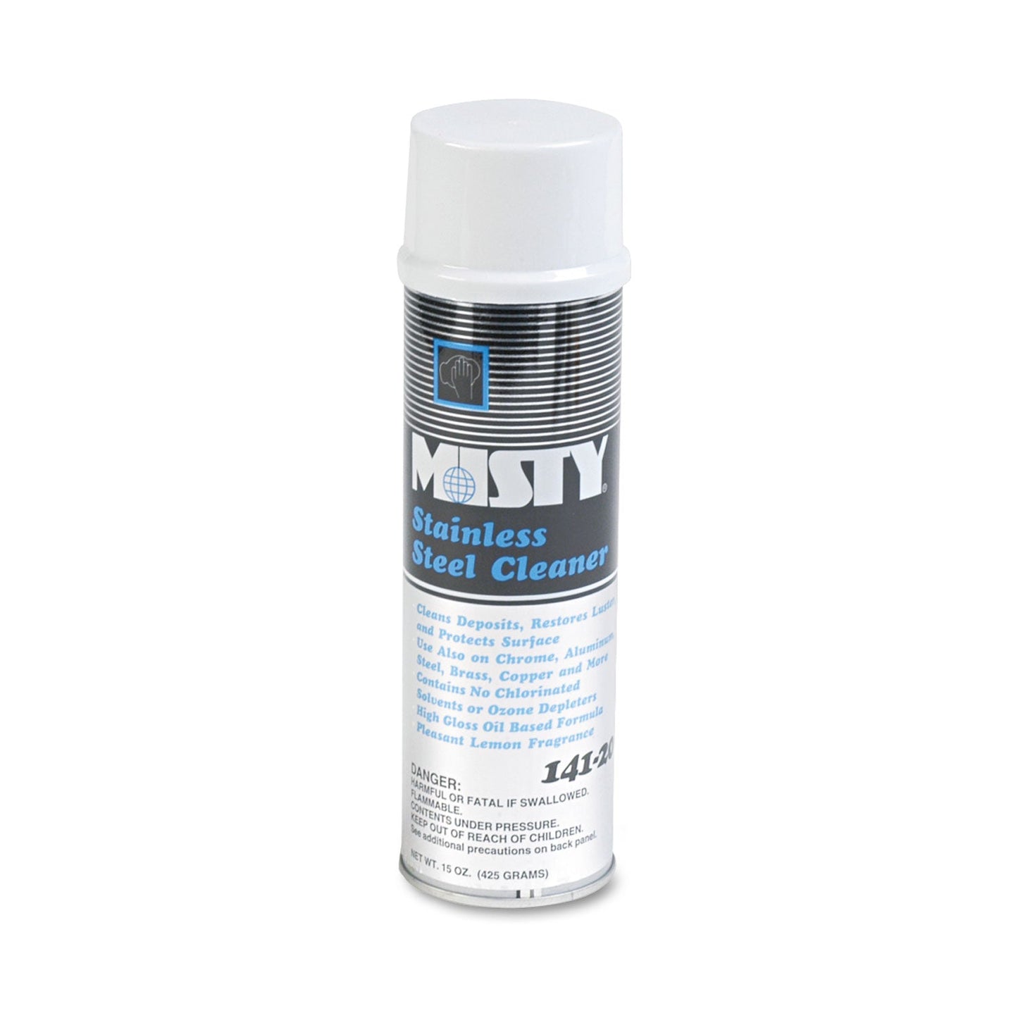 Misty Stainless Steel Cleaner and Polish, Lemon Scent, 15 oz Aerosol Spray, 12/Carton