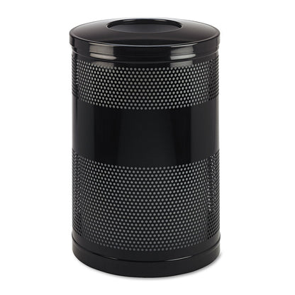 Rubbermaid Classics Perforated Open Top Receptacle, Round, Steel, 51 gal, Black