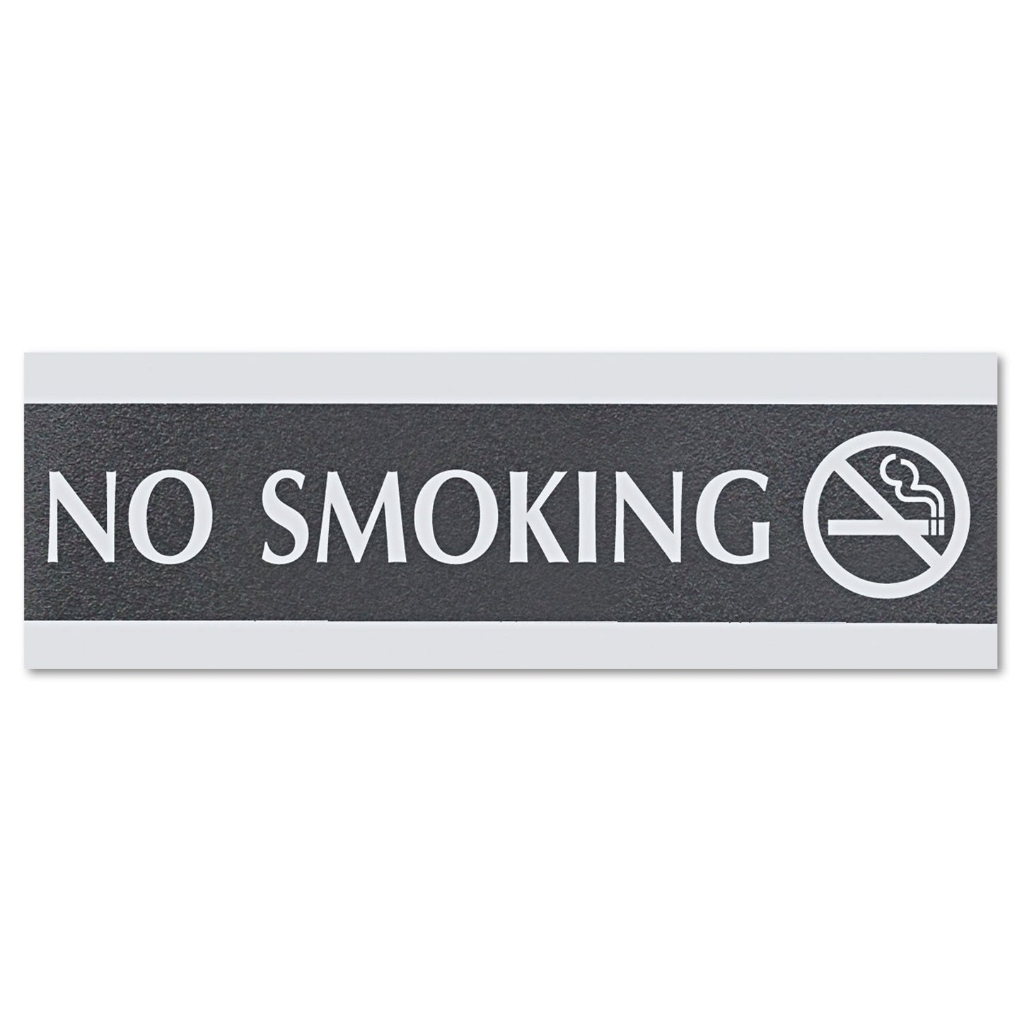 Headline Century Series Office Sign, NO SMOKING, 9 x 3, Black/Silver