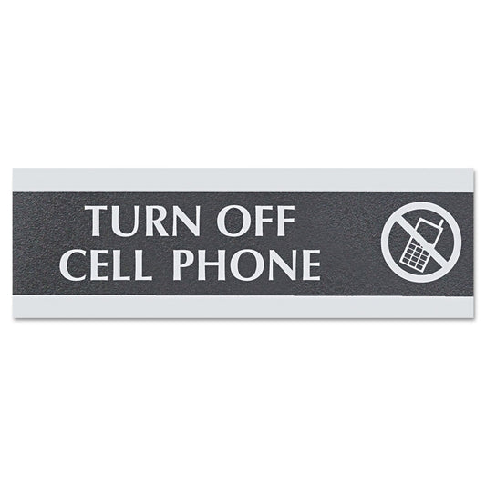 Headline Century Series Office Sign,TURN OFF CELL PHONE, 9 x 3