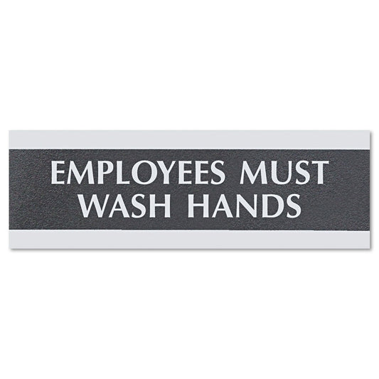 Headline Century Series Office Sign, Employees Must Wash Hands, 9 x 3