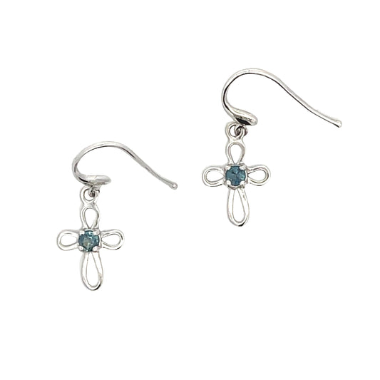 .27ct Sapphire Cross Earrings 10KT White Gold