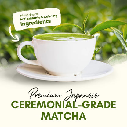 Zealthy Life   Organic Matcha Latte Pure Japanese Tea Blend with Ashwagandha & Maca Matcha Tea Powder with Natural Coconut Milk & Vanilla No Added Sugar 4.68 oz (45 Servings)