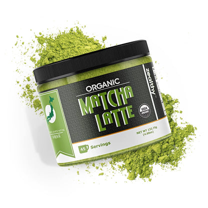 Zealthy Life   Organic Matcha Latte Pure Japanese Tea Blend with Ashwagandha & Maca Matcha Tea Powder with Natural Coconut Milk & Vanilla No Added Sugar 4.68 oz (45 Servings)