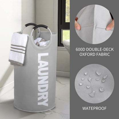 115L X Large Laundry Basket with Handle Light Gray Tall Collapsible Fabric Hamper College Dorm Bathroom Essential Portable Washing Bin Dirty Clothes Storage Large Basket Bin