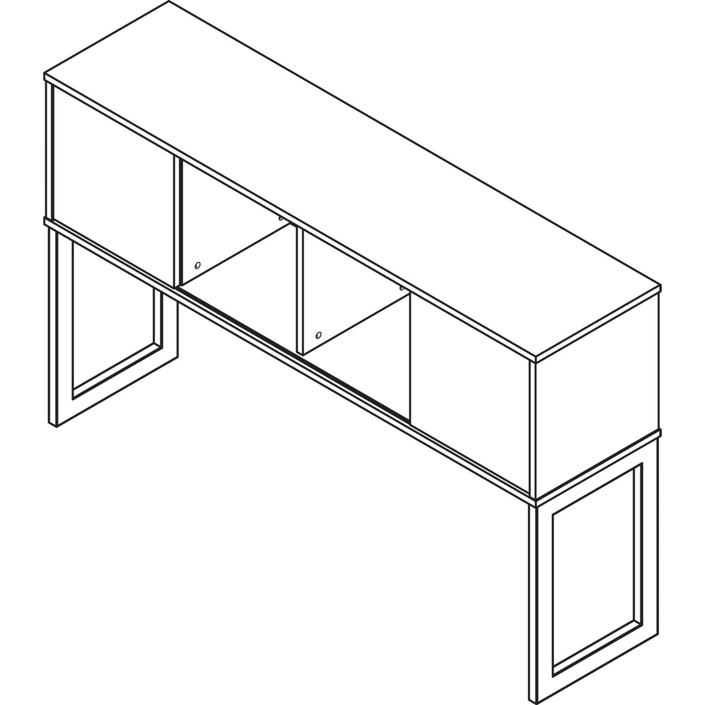 Alera Open Office Desk Series Hutch, 59w x 15d x 36.38h, Mahogany