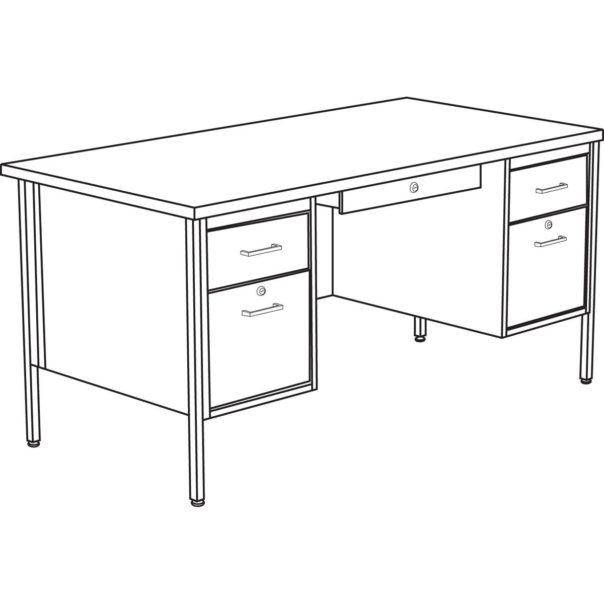 Alera Double Pedestal Steel Desk, 60" x 30" x 29.5", Cherry/Putty