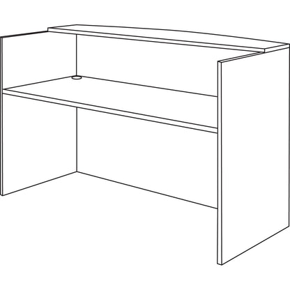 Alera Valencia Series Reception Desk with Transaction Counter, 71" x 35.5" x 29.5" to 42.5", Mahogany