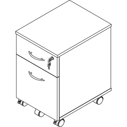 Alera Valencia Series Mobile Pedestal, Left/Right, 2-Drawers: Box/File, Legal/Letter, Medium Cherry, 15.88" x 19.13" x 22.88"
