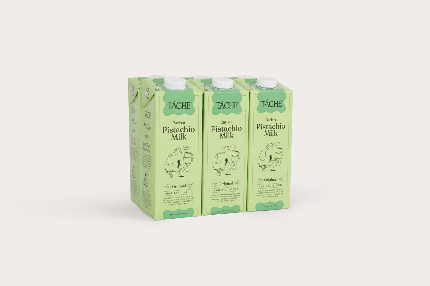 Tache Barista Edition Pistachio Nut Milk - 4 cases of 6, 32oz cartons (24 total)