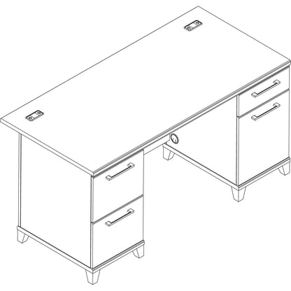 Bush Enterprise Collection Double Pedestal Desk, 60" x 28.63" x 29.75", Harvest Cherry, (Box 2 of 2)