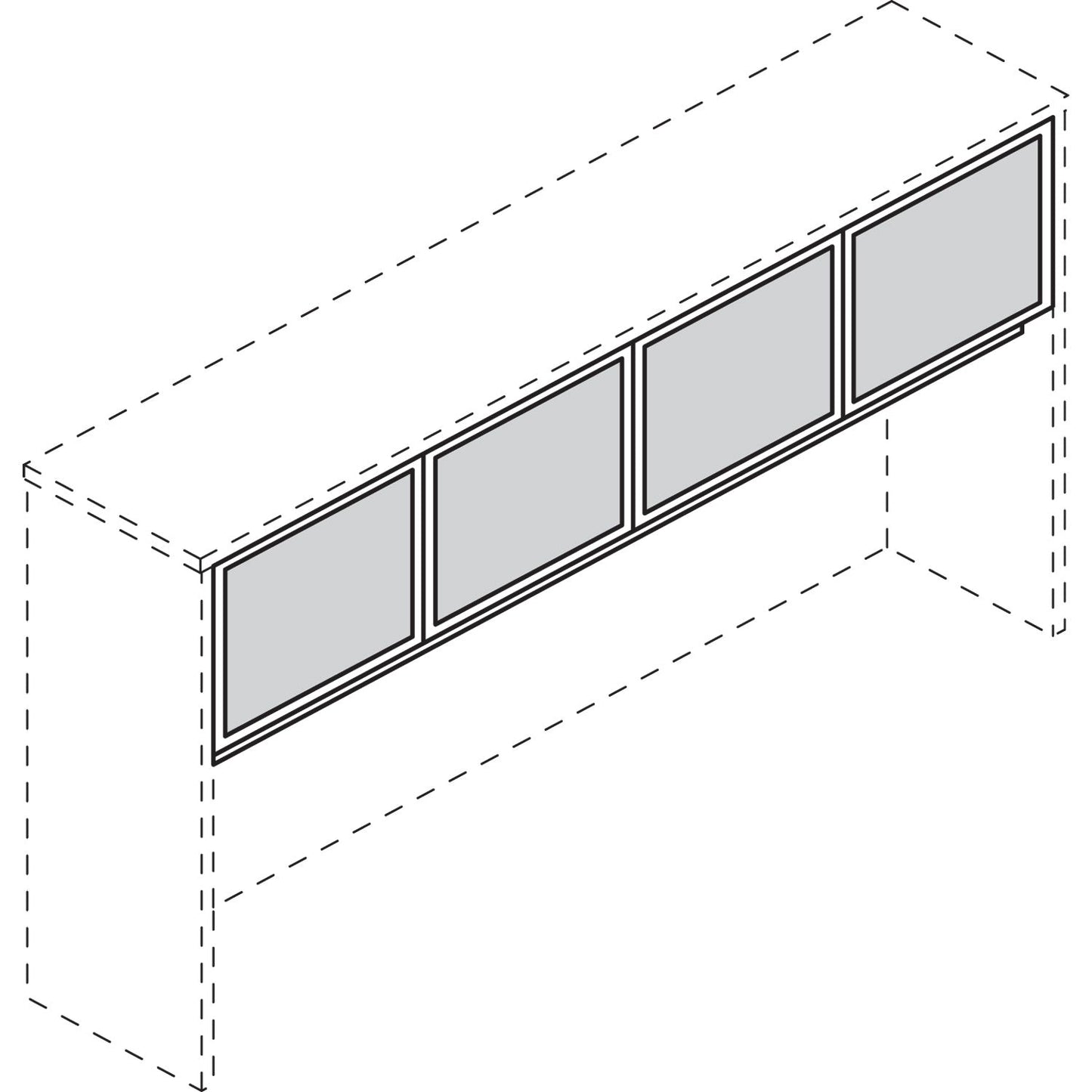 HON BL Series Hutch Doors, Glass, 13.25w x 17.38h, Silver/Frosted