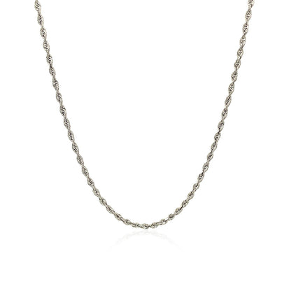 10k White Gold Solid Diamond Cut Rope Chain 1.5mm