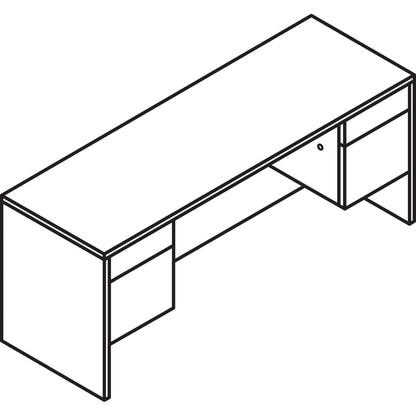 HON 10500 Series Kneespace Credenza With 3/4-Height Pedestals, 60w x 24d, Mahogany