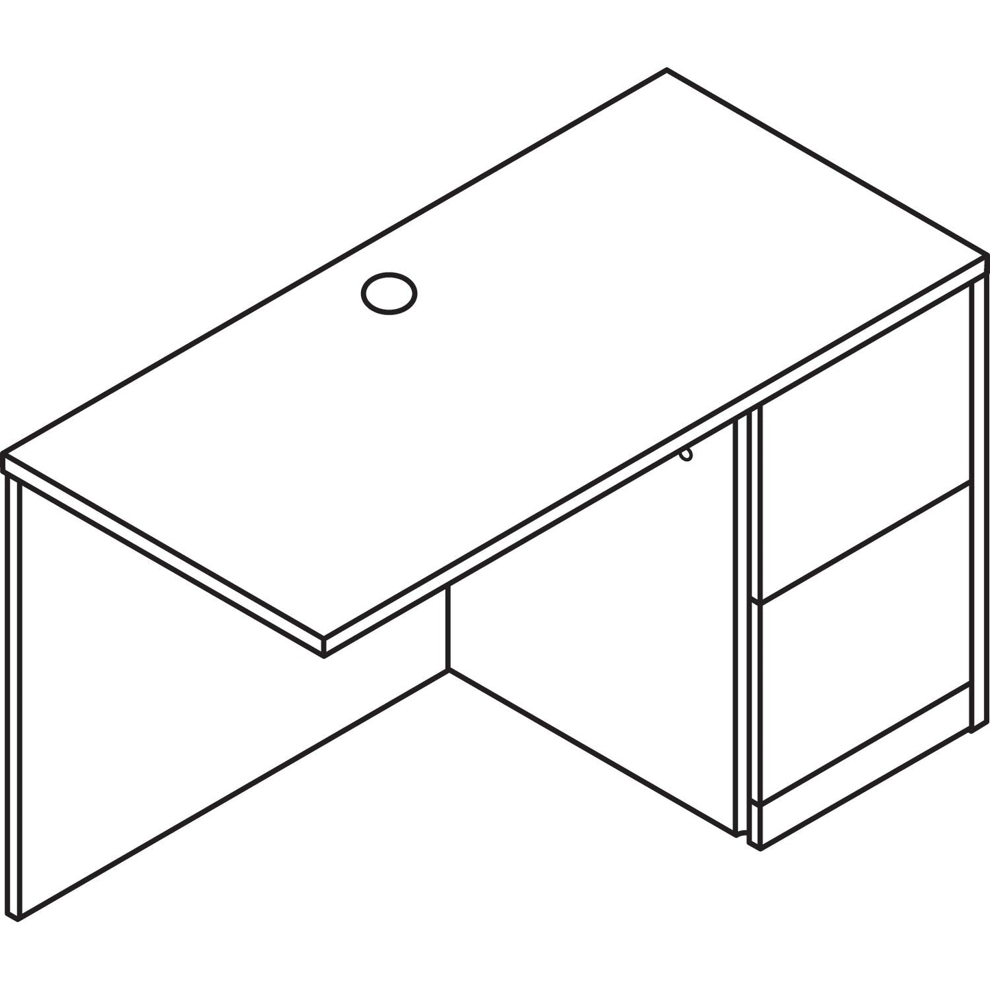 HON 10500 Series L Workstation Return, Full-Height Right Ped, 48w x 24d x 29.5h, Harvest