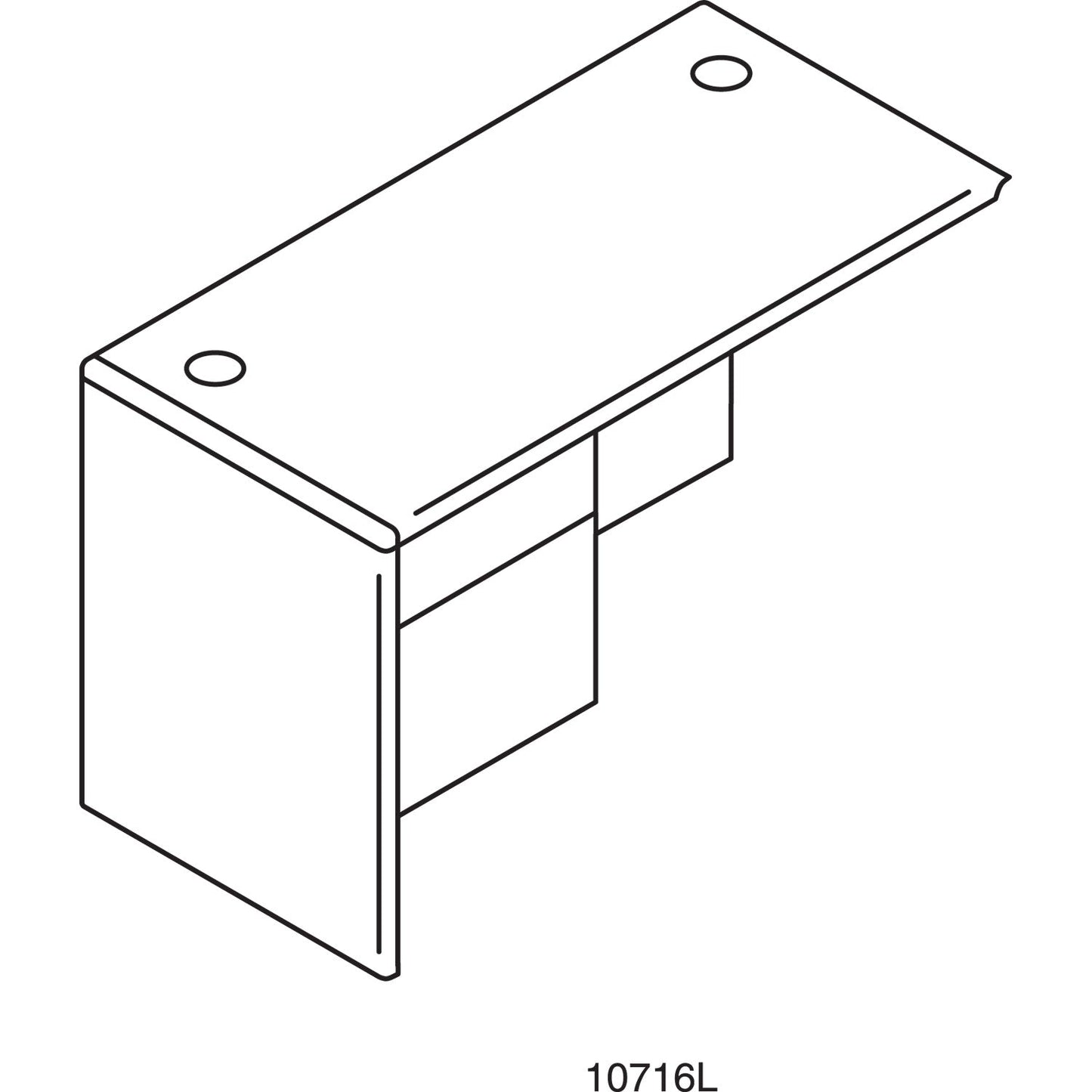 HON 10700 "L" Workstation Return, Left 3/4 Pedestal, 48w x 24d x 29.5h, Mahogany