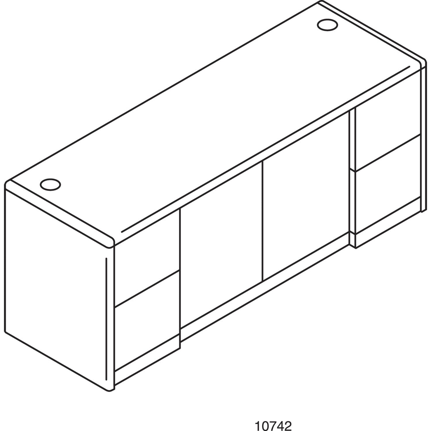 HON 10700 Series Credenza w/Doors, 72w x 24d x 29.5h, Mahogany