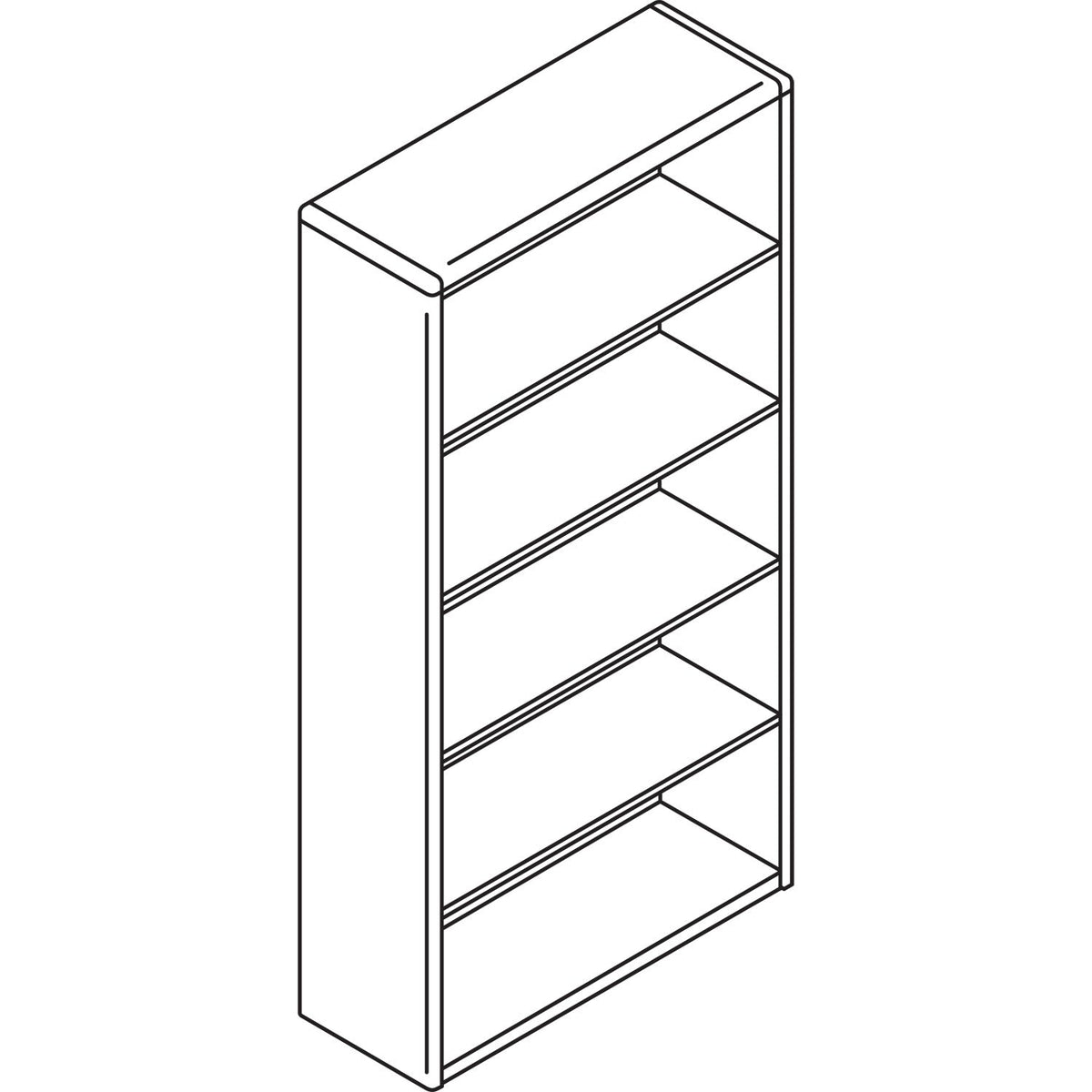 HON 10700 Series Wood Bookcase, Five-Shelf, 36w x 13.13d x 71h, Mahogany