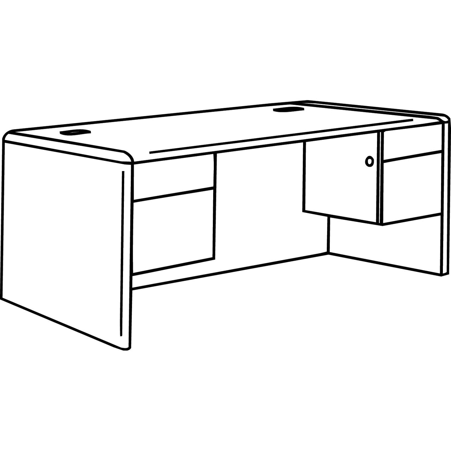 HON 10700 Series Double Pedestal Desk with Three-Quarter Height Pedestals, 72" x 36" x 29.5", Harvest