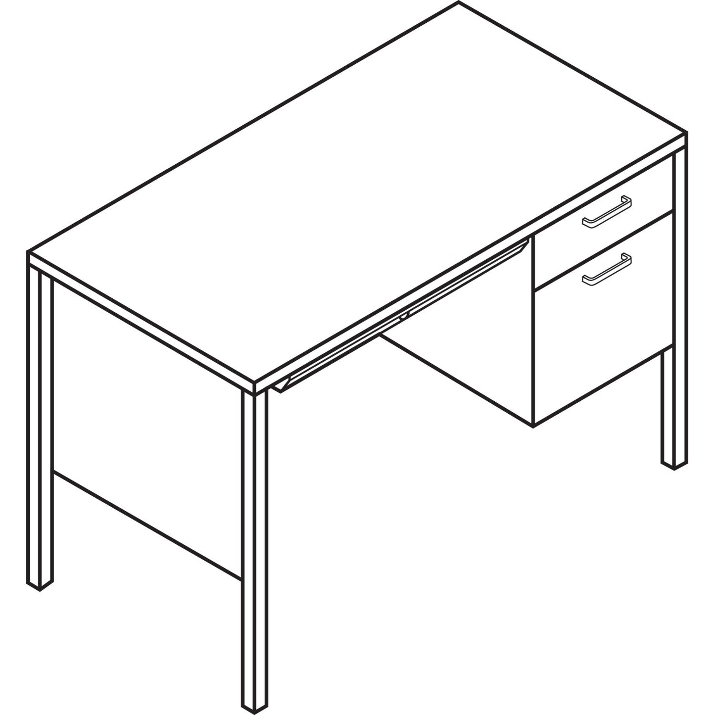 HON 34000 Series Right Pedestal Desk, 45.25" x 24" x 29.5", Harvest/Putty