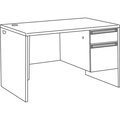 HON 38000 Series Right Pedestal Desk, 48" x 30" x 29.5", Mahogany/Charcoal