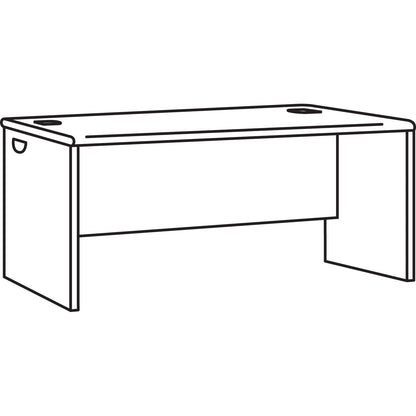 HON 38000 Series Desk Shell, 72w x 24d x 29.5h, Mahogany/Charcoal