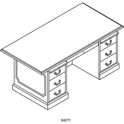 HON 94000 Series Double Pedestal Desk, 72" x 36" x 29.5", Mahogany