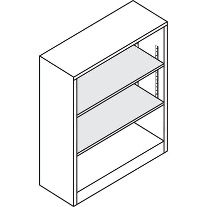 HON Metal Bookcase, Three-Shelf, 34.5w x 12.63d x 41h, Putty