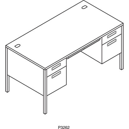 HON Metro Classic Series Double Pedestal Desk, Flush Panel SCS, 60" x 30" x 29.5", Harvest/Putty