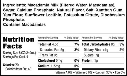 Milkadamia Latte Da Macadamia Milk - 2 cases of 12, 32oz cartons (24 total)