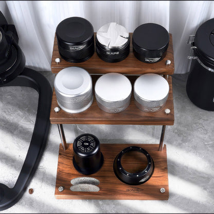 Walnut Coffee Utensils Organizer 3 Tiers