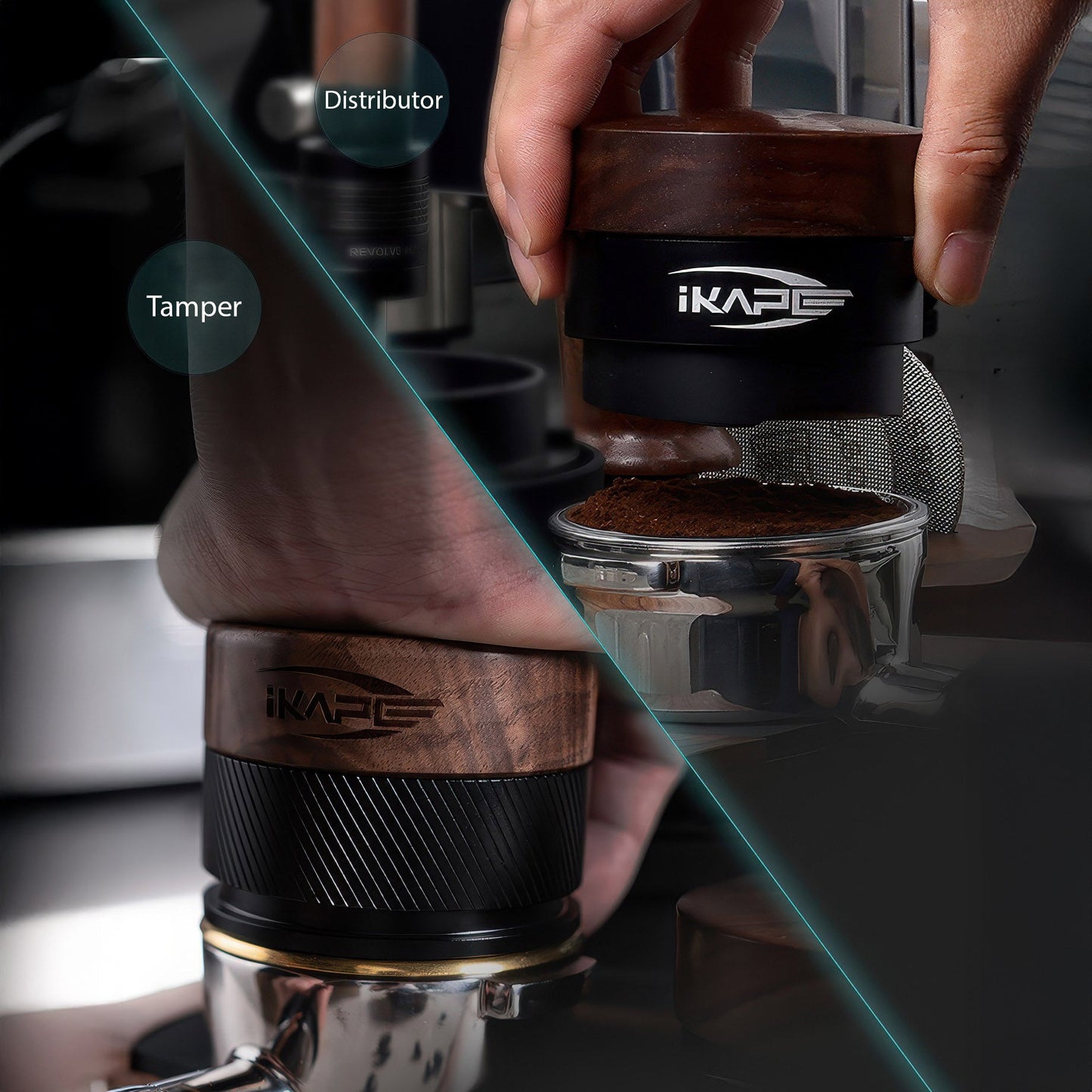 Black Edition Wooden Tamper And Distributor