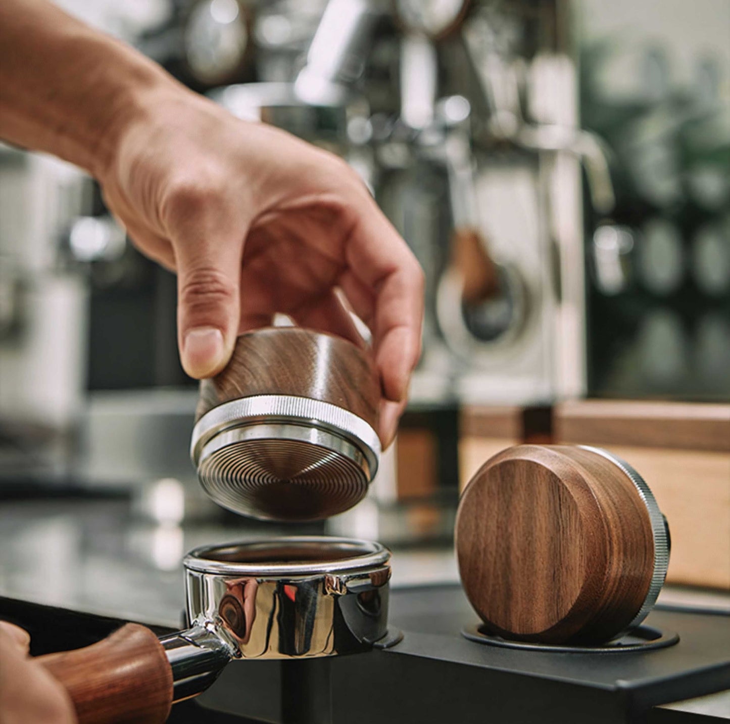 Tamper & Distributor with Wooden Handle