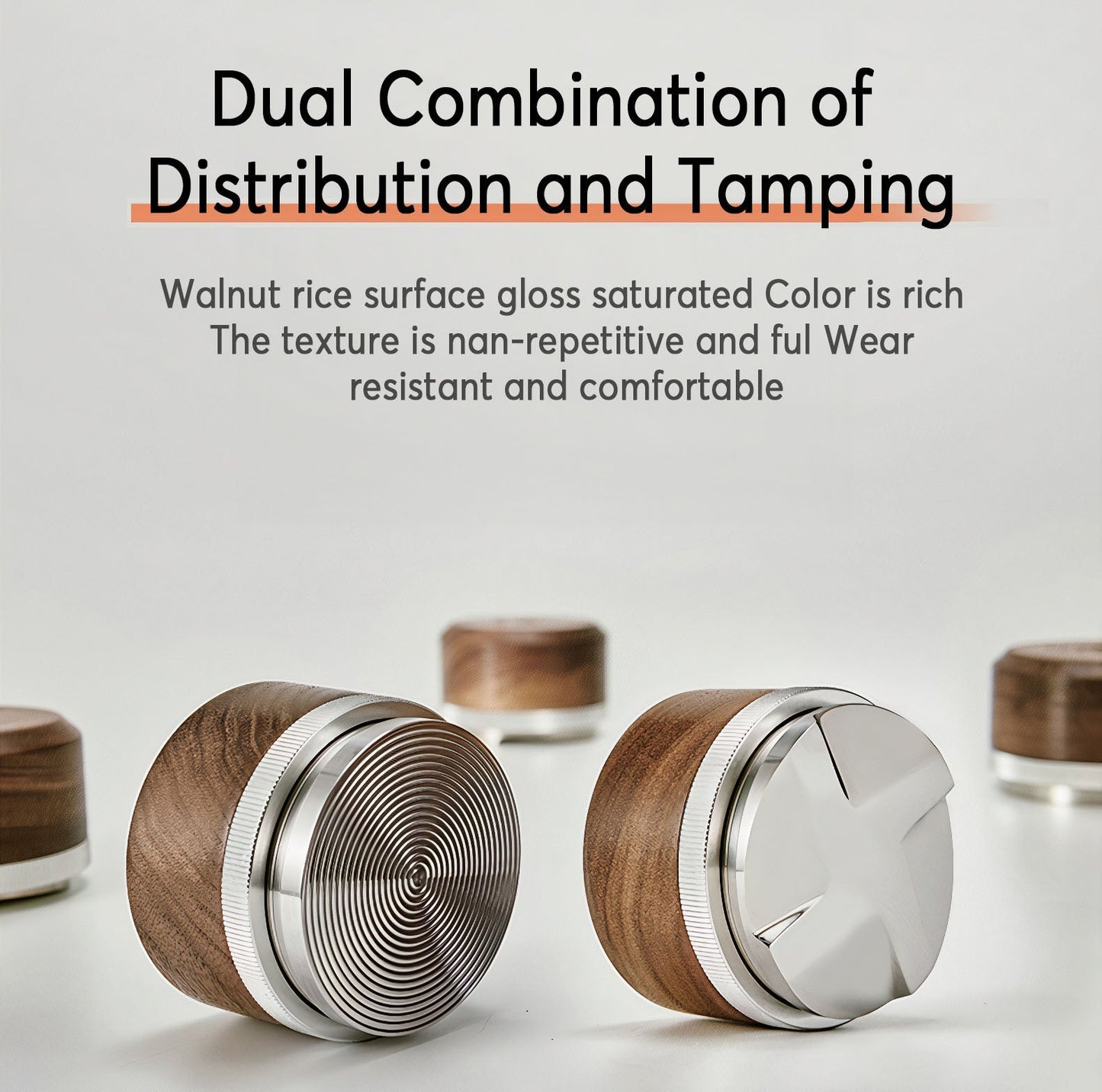 Tamper & Distributor with Wooden Handle