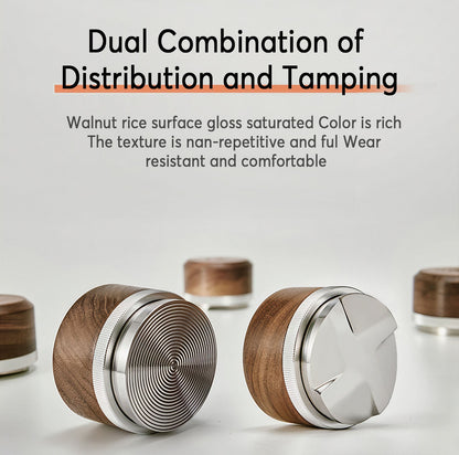 Tamper & Distributor with Wooden Handle