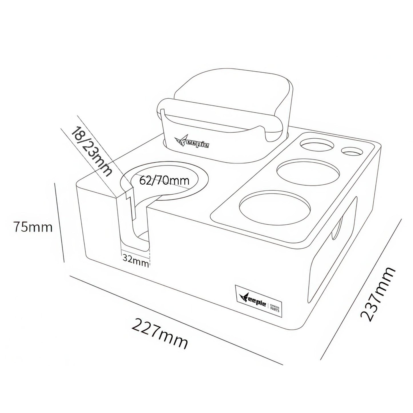 Barista Tamping Station with Knock Box Storage