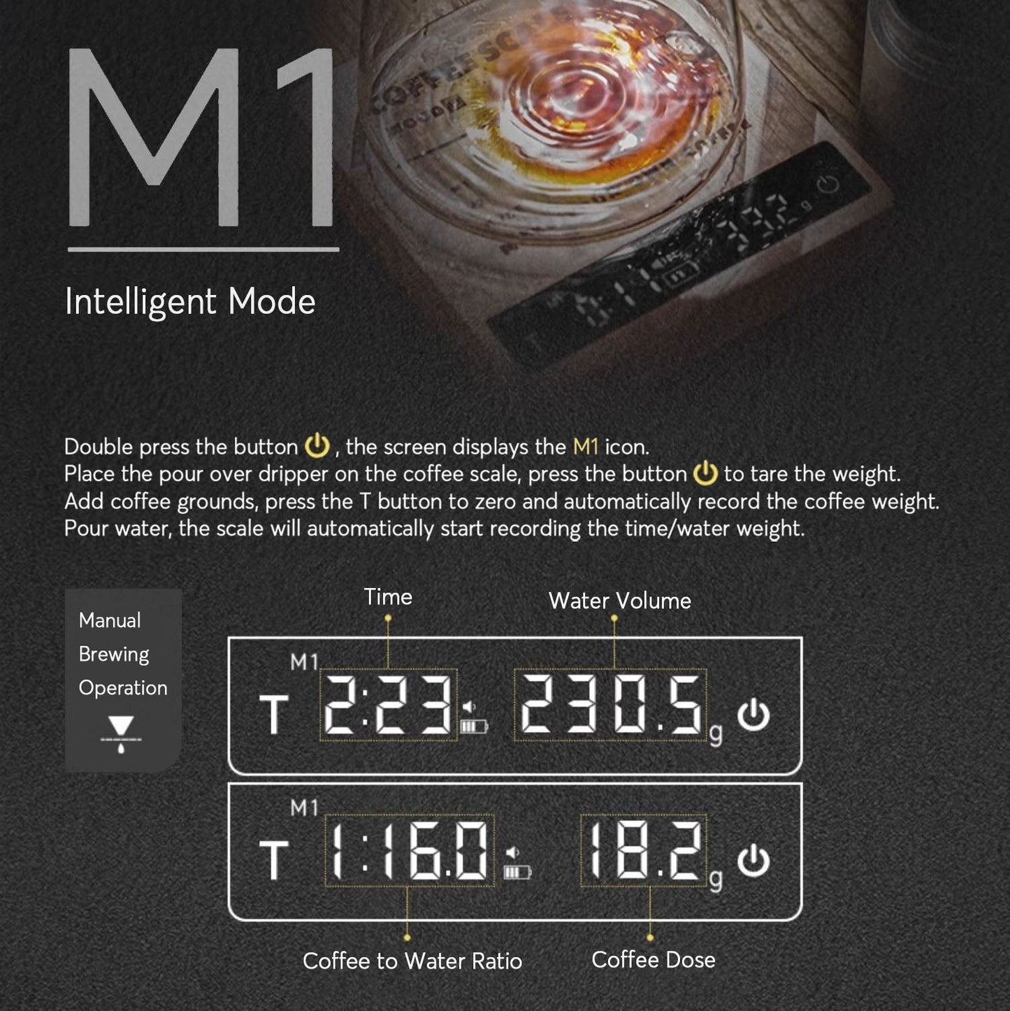 High Precision Wooden Coffee Scale with Touch Sensor