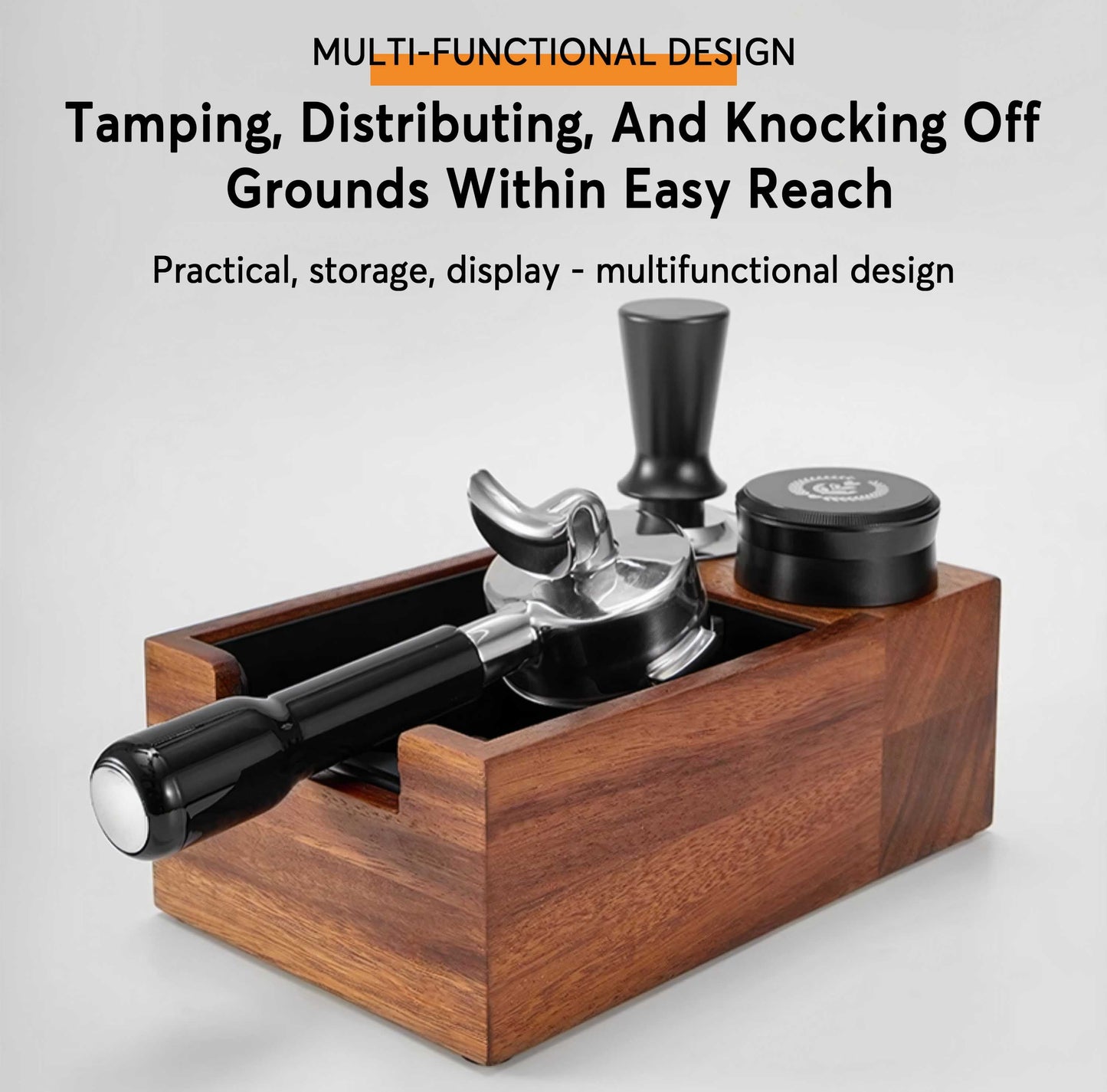 Wooden Coffee Tamper Station with Knock Box