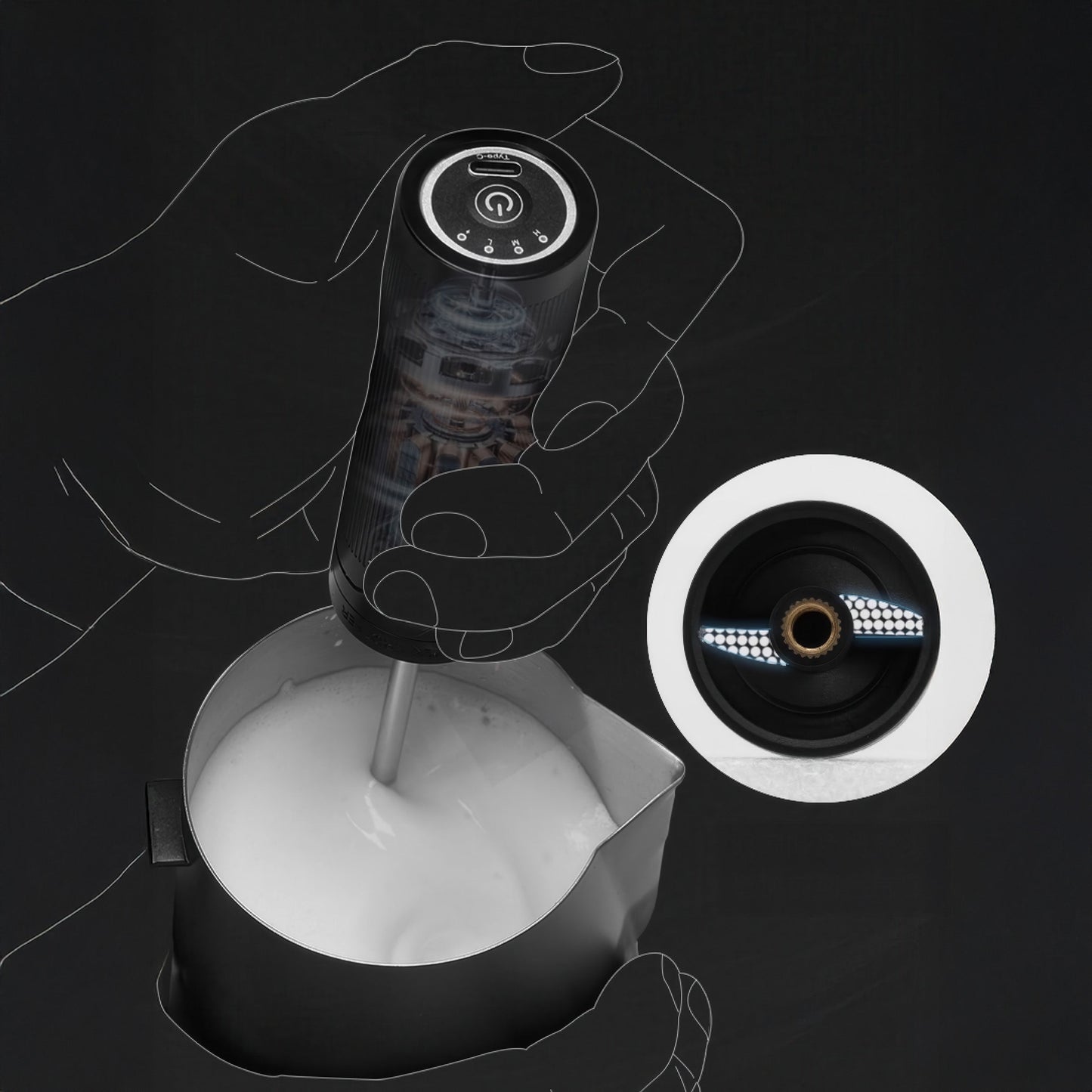 Electric Handheld Milk Frother Rechargeable