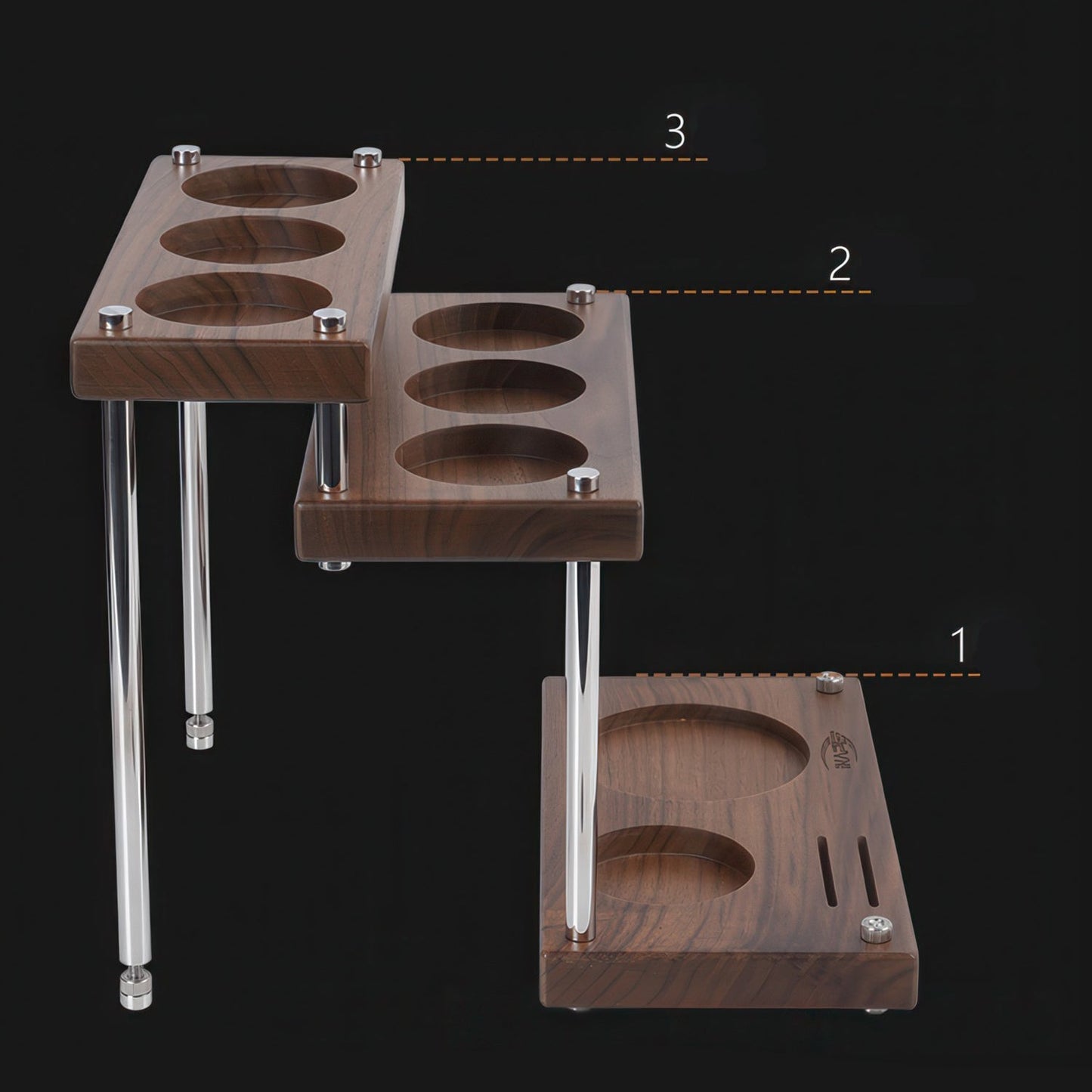 Walnut Coffee Utensils Organizer 3 Tiers