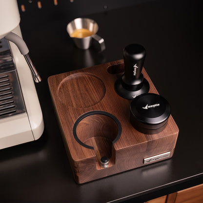 Walnut Wood Coffee Tamping Station