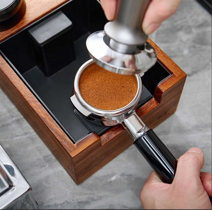 Wooden Coffee Tamper Station with Knock Box